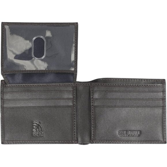 Mens Brown Glove Slim Leather Wallet with Extra Capacity Attached Flip Pockets - Picture 2 of 5